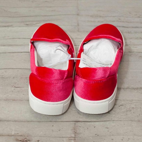 NWT J. Crew Velvet Road Trip Sneakers in Bright Rose size 8 - Picture 4 of 7